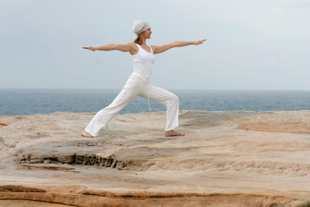 woman doing yoga in nature