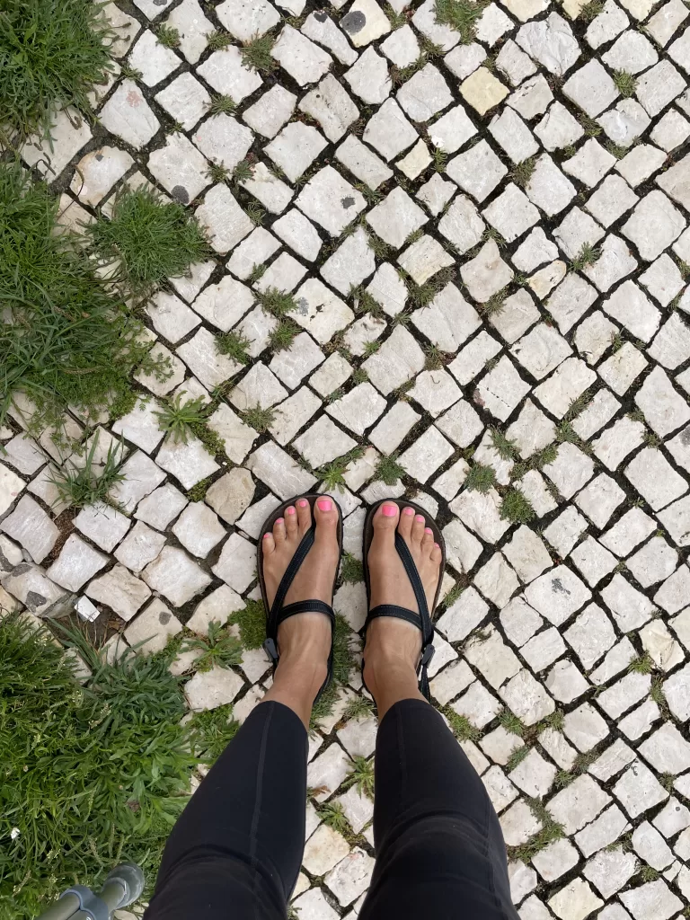 walking camino in sandals